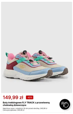 Buty trekkingowe 4F FLY TRACK z przewiewną cholewką dziewczęce promocja w 4F