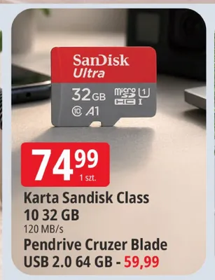 Karta Sandisk Class 10 32GB 120 MB/s promocja w Leclerc