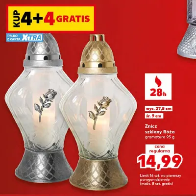 Znicz szklany Róża promocja w Kaufland