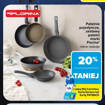Patelnie pojedyncze zestawy patelni Florina promocja w Carrefour