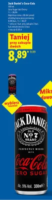 Drink alkoholowy Jack Daniel's Coca-Cola Zero Sugar promocja w Lidl