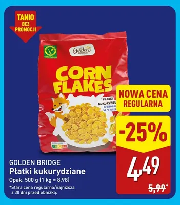 Płatki kukurydziane Golden Bridge promocja w Aldi