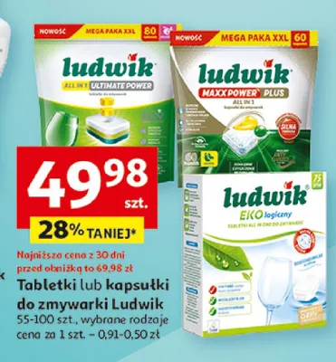 Tabletki lub kapsułki do zmywarki Ludwik, 55-100 szt., wybrane rodzaje promocja w Auchan