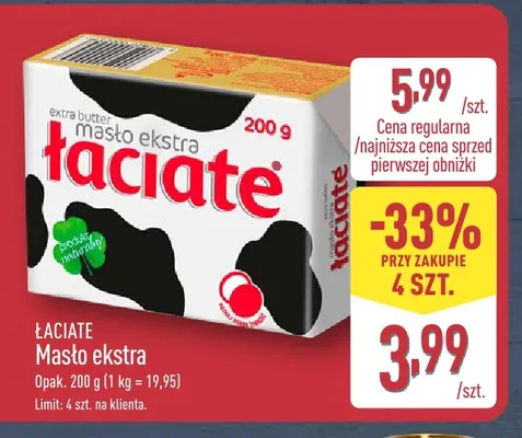 Masło ekstra Łaciate promocja w Aldi