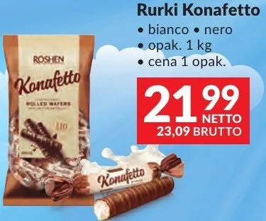 Rurki Konafetto bianco/nero Roshen promocja w Makro