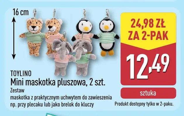 Mini maskotka pluszowa Toylino 2-pak promocja w Aldi