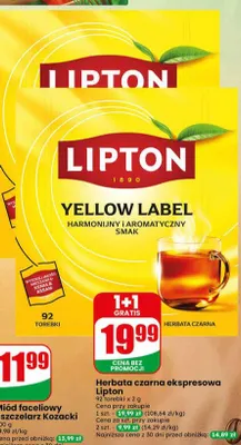 Herbata czarna ekspresowa Lipton Yellow Label promocja w Dino