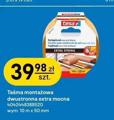 Taśma montażowa dwustronna Tesa Extra Strong 10 m x 50 mm promocja w Castorama