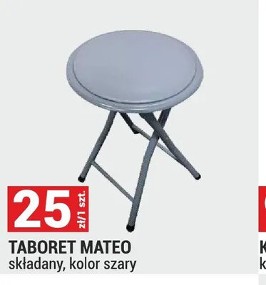 Taboret Mateo składany szary promocja w Merkury Market