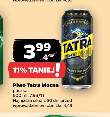 Piwo Tatra Mocne puszka promocja w Netto