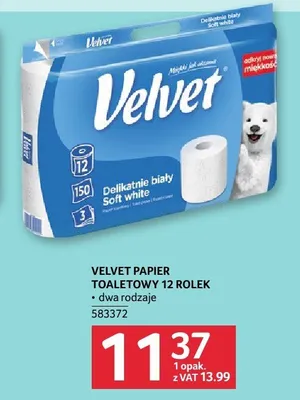 Papier toaletowy Velvet Delikatnie biały 12-pak promocja w Selgros