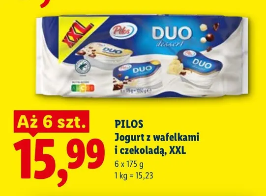 Jogurt z wafelkami i czekoladą XXL Pilos 6-pak promocja w Lidl
