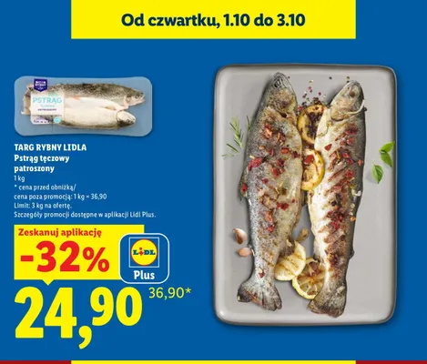Pstrąg tęczowy patroszony Targ Rybny Lidla promocja w Lidl