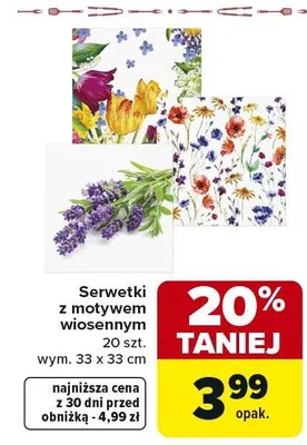 Serwetki z motywem wiosennym promocja w Carrefour Market