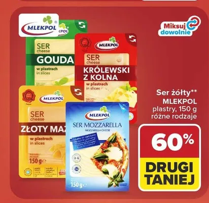 Ser żółty Gouda Mlekpol plastry promocja w Carrefour Market