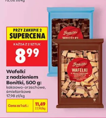 Wafelki z nadzieniem Bonitki kakaowo-orzechowe promocja w Biedronka