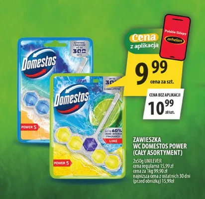 Zawieszka WC Domestos Power 5 Lime 2-pak promocja w Arhelan