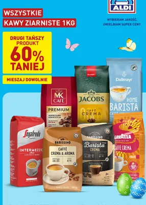 Kawa ziarnista wszystkie rodzaje 1 kg promocja w Aldi