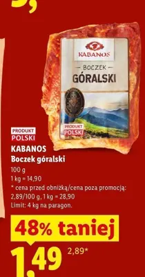 Boczek góralski Kabanos promocja w Lidl