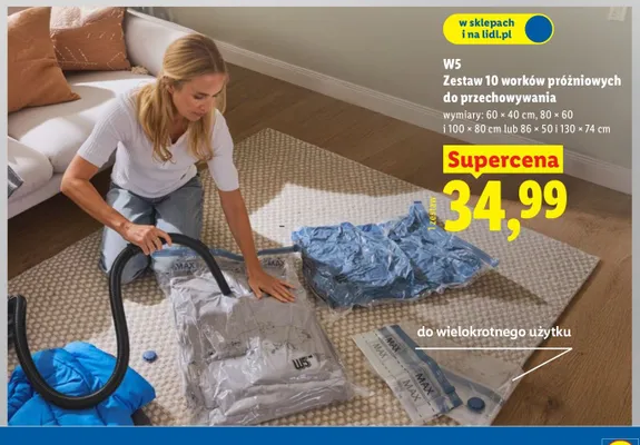 Zestaw 10 worków próżniowych do przechowywania promocja w Lidl