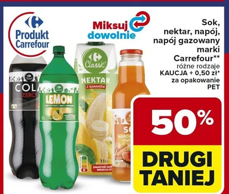 Sok, nektar, napój, napój gazowany marki Carrefour promocja w Carrefour Market