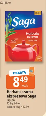 Herbata czarna ekspresowa Saga promocja w Leclerc