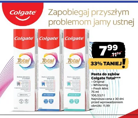 Pasta do zębów Colgate Total Fresh Mint promocja w Netto