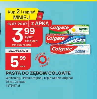 Pasta do zębów Colgate Triple Action Original promocja w Chorten