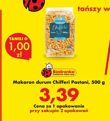 Makaron durum Chifferi Pastani promocja w Biedronka