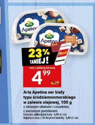Ser biały typu śródziemnomorskiego w zalewie olejowej Arla Apetina promocja w Twój Market