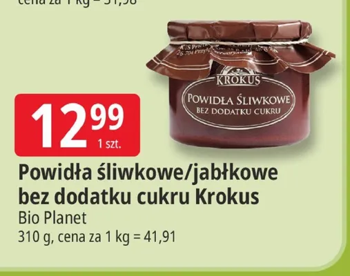 Powidła jabłkowe bez dodatku cukru Krokus promocja w Leclerc