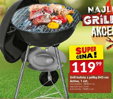 Grill kulisty z półką Ø43cm Activa promocja w Twój Market