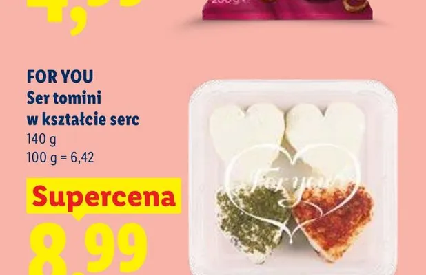 Ser tomini w kształcie serc For You promocja w Lidl
