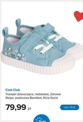 Trampki dziewczęce Cool Club niebieskie Zdrowa Stopa podeszwa Barefoot Kicia Kocia promocja w Smyk