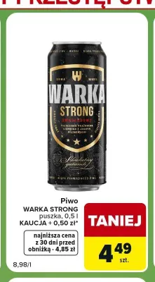 Piwo Warka Strong promocja w Carrefour Express