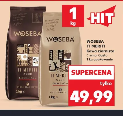 Kawa ziarnista Woseba Ti Meriti Crema promocja w Kaufland