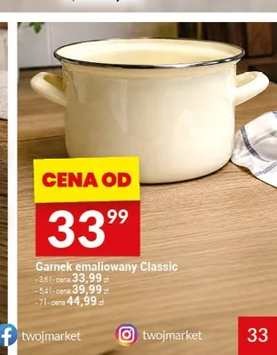 Garnek emaliowany Classic 3,6 l promocja w Twój Market