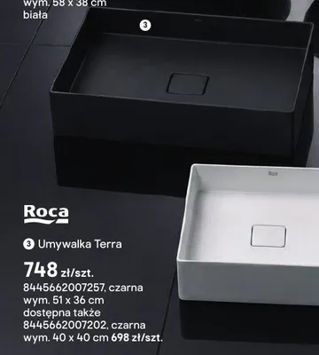 Umywalka nablatowa Roca Terra czarna 40x40 cm promocja w Castorama