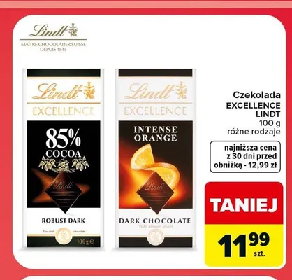 Czekolada Lindt Excellence Robust Dark promocja w Carrefour