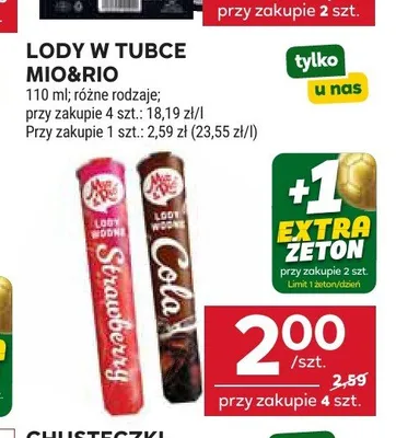 Lody w tubce Mio&Rio promocja w Stokrotka