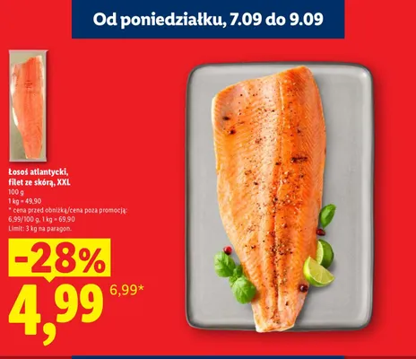 Łosoś atlantycki filet ze skórą XXL promocja w Lidl