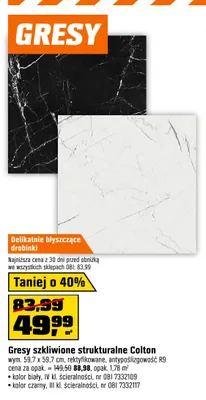 Gres szkliwiony strukturalny Colton biały promocja w OBI