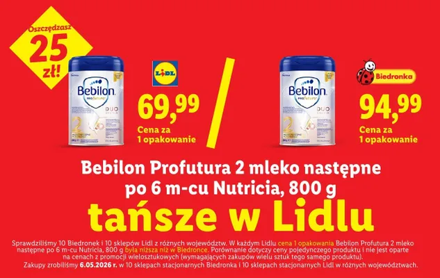 Mleko następne po 6m-cu Bebilon Profutura 2 Nutricia promocja w Lidl