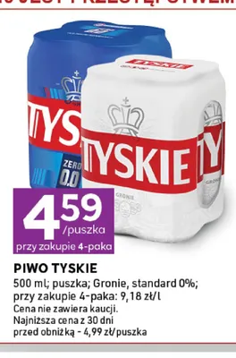 Piwo bezalkoholowe Tyskie 4-pak promocja w Stokrotka