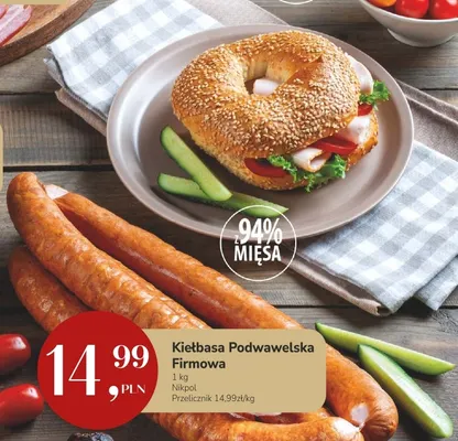 Kiełbasa podwawelska firmowa Nik-Pol promocja w Market Point