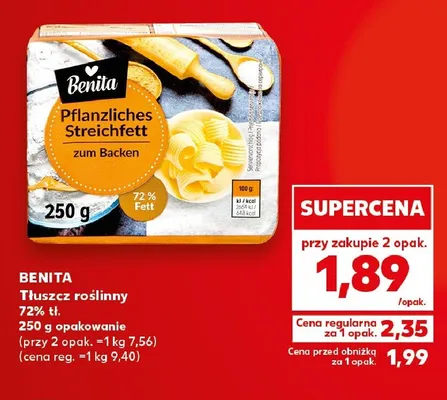 Tłuszcz roślinny 72% tł. Benita promocja w Kaufland