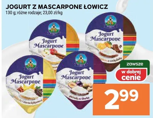 Jogurt z mascarpone Łowicz różne rodzaje promocja w Stokrotka