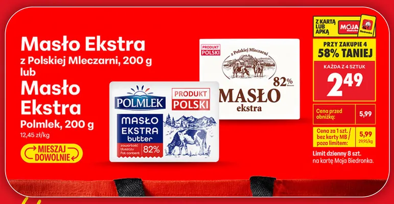 Masło Ekstra Polmlek promocja w Biedronka
