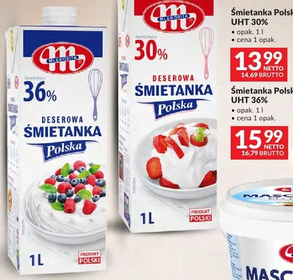 Śmietanka Polska UHT 36% Mlekovita promocja w Makro