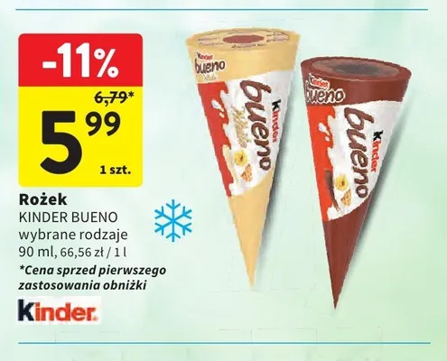 Rożek lodowy Kinder Bueno White promocja w Intermarche
